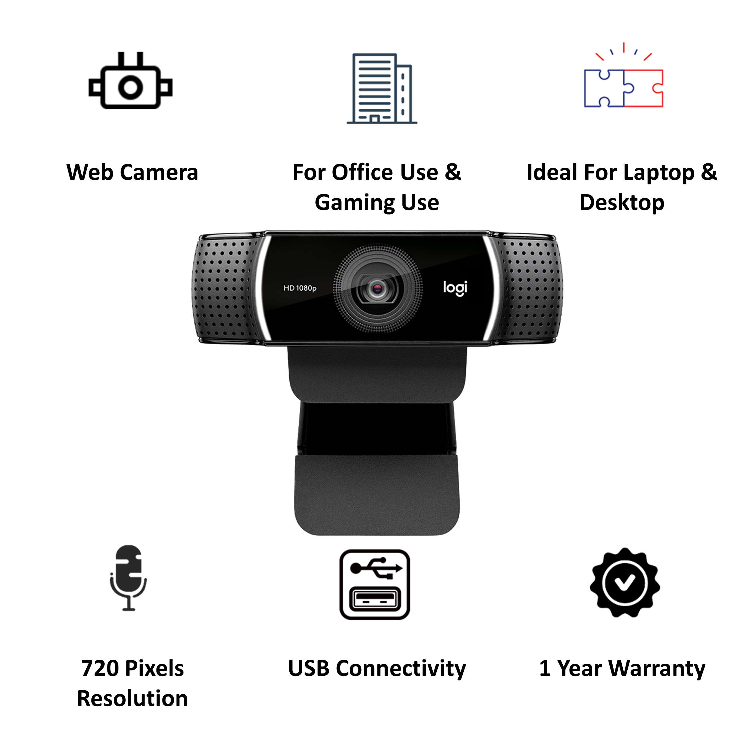 Buy Logitech C922 Pro Usb 1080p Web Cam Automatic Low Light Correction 960 001090 Black 7754